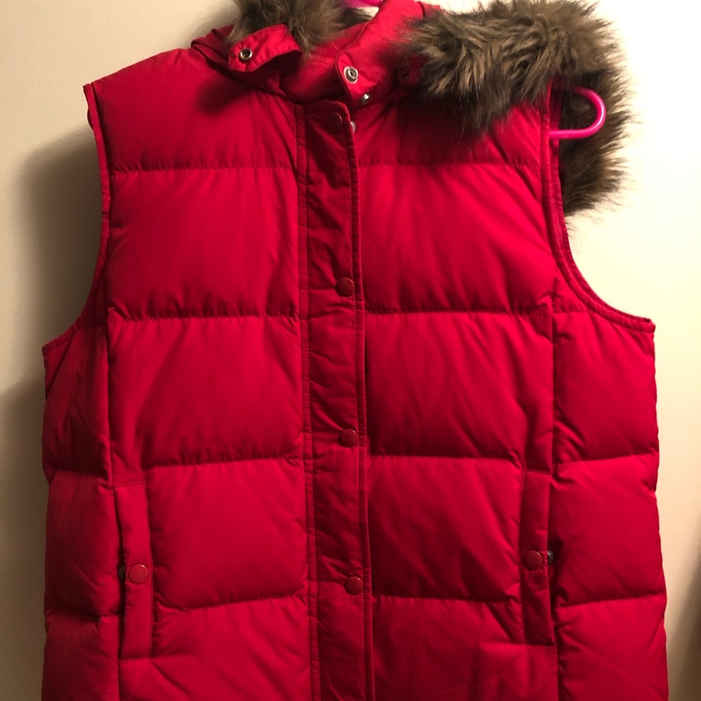 Red puffer vest